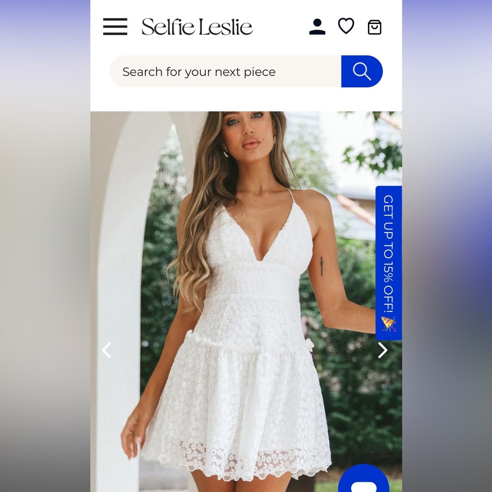 Selfie Leslie Belize Flounce Hem mini Dress White size large
